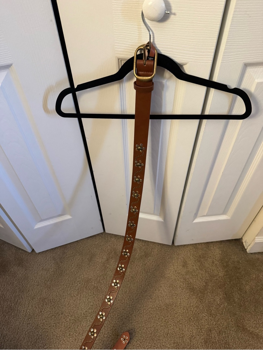 torrid Tan Floral Studded Leather Belt with Gold Buckle